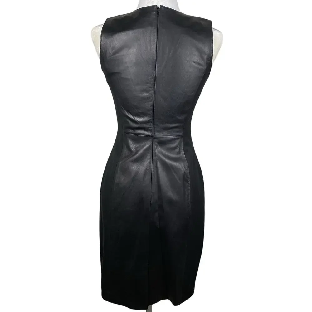 Banana Republic Black Sheath Midi Dress V-Neck Sleeveless - Picture 2 of 14